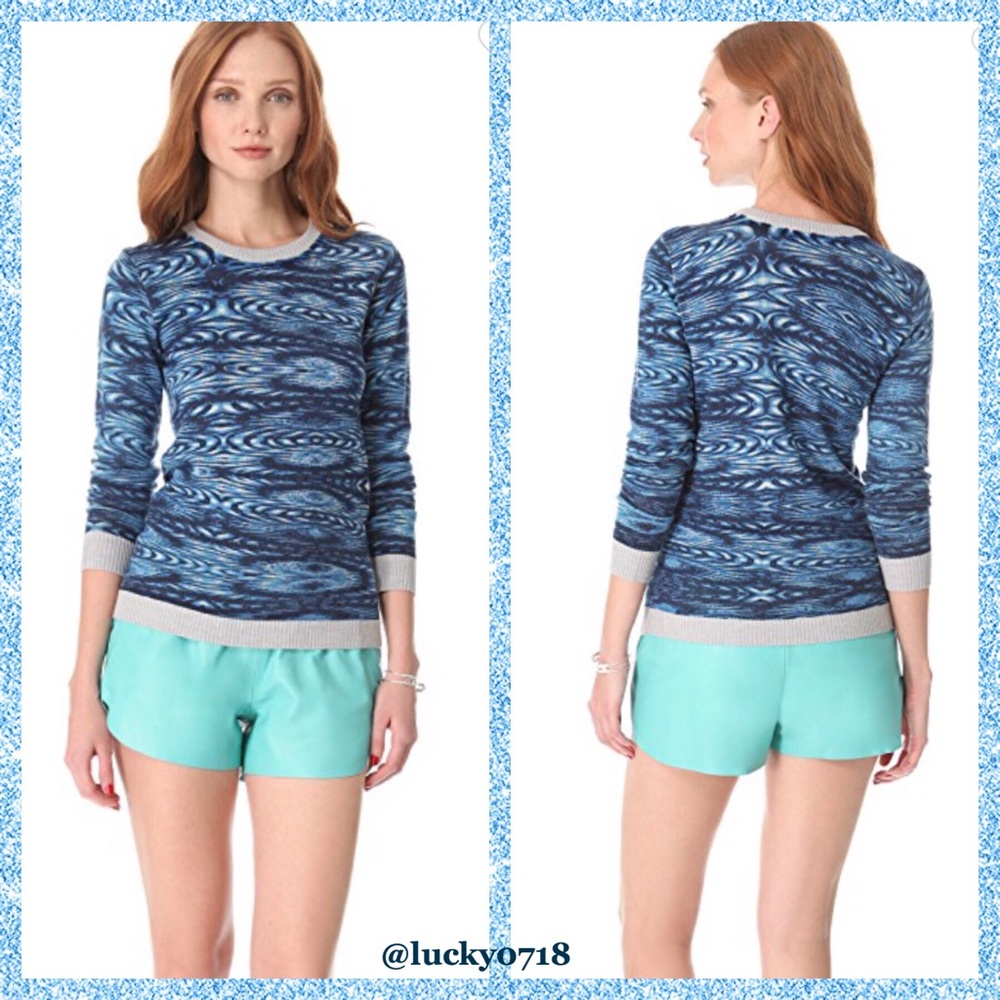 Gryphon Wool Blue/Gray Crew Neck Sweater Sz M